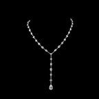 Lab Grown Diamond Mixed Shape Lariat Necklace | 18.91ctw E-F VS | 14K White Gold | 15.5 Inch