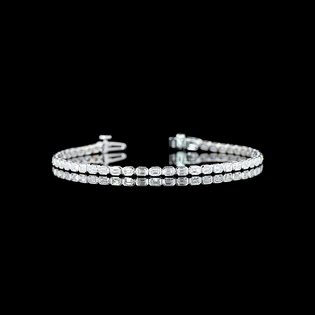 Emerald Cut Lab Diamond Tennis Bracelet | 2.42ctw E-F VS | 14K White Gold | 6.5 Inch