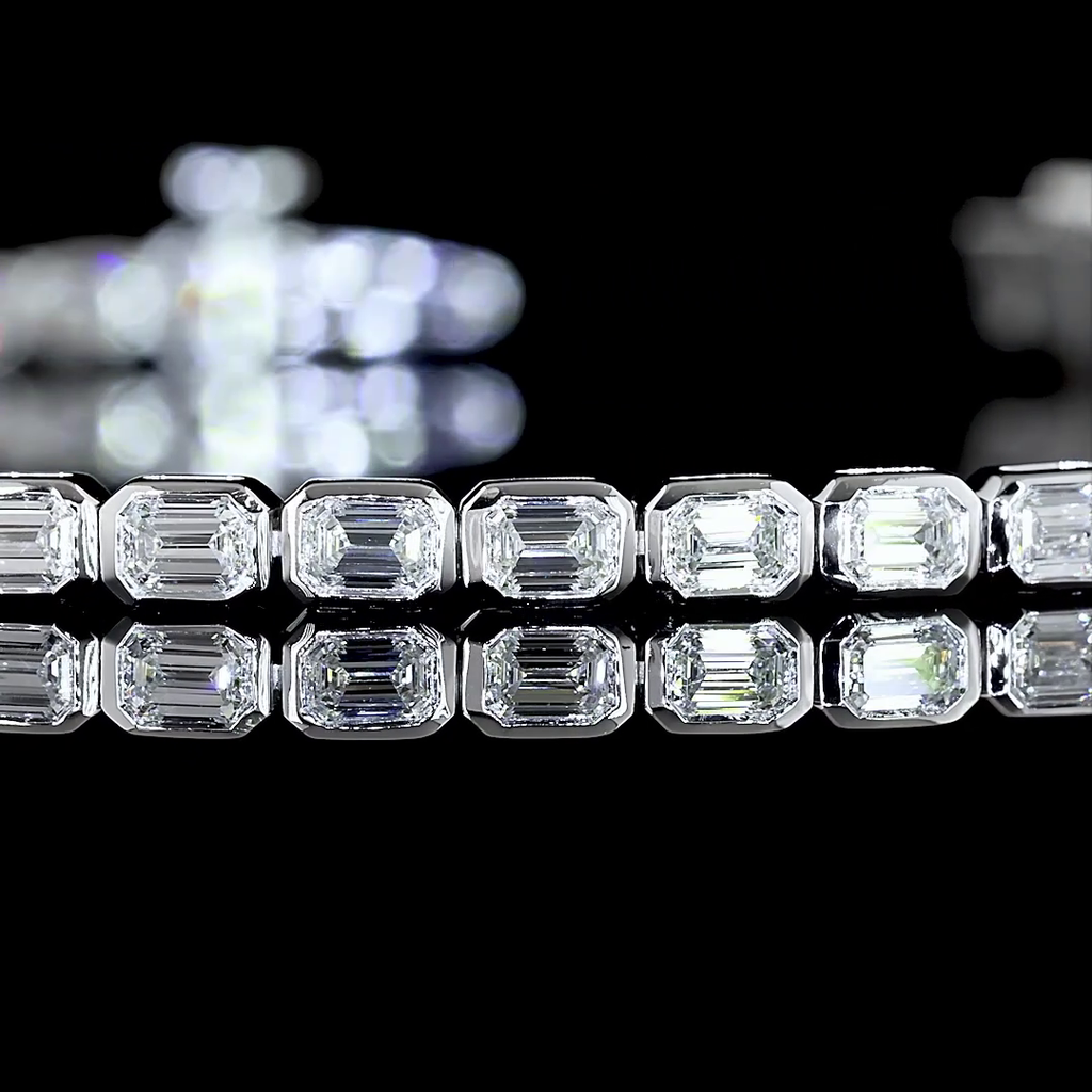 Emerald Cut Diamond Tennis Bracelet | 2.4ctw E-F VS | 14K White Gold | 6.5 Inch