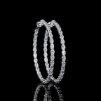Oval Lab Grown Diamond Hoop Earrings | 3.8ctw E-F VS1 | 14K White Gold | 38mm