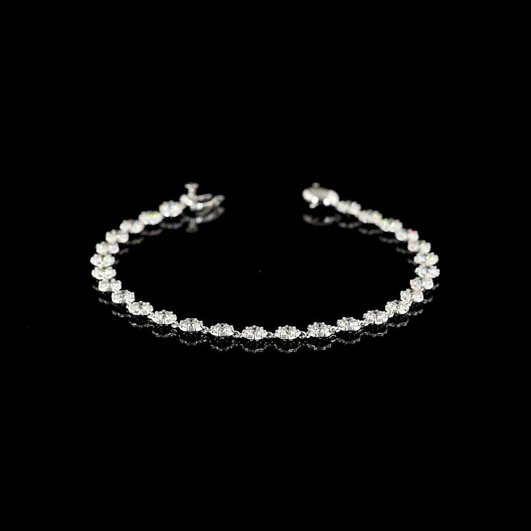 Georgian Revival Lab Grown Diamond Station Bracelet | 3.91ctw E-F VS | 14K White Gold | 6.5 Inch