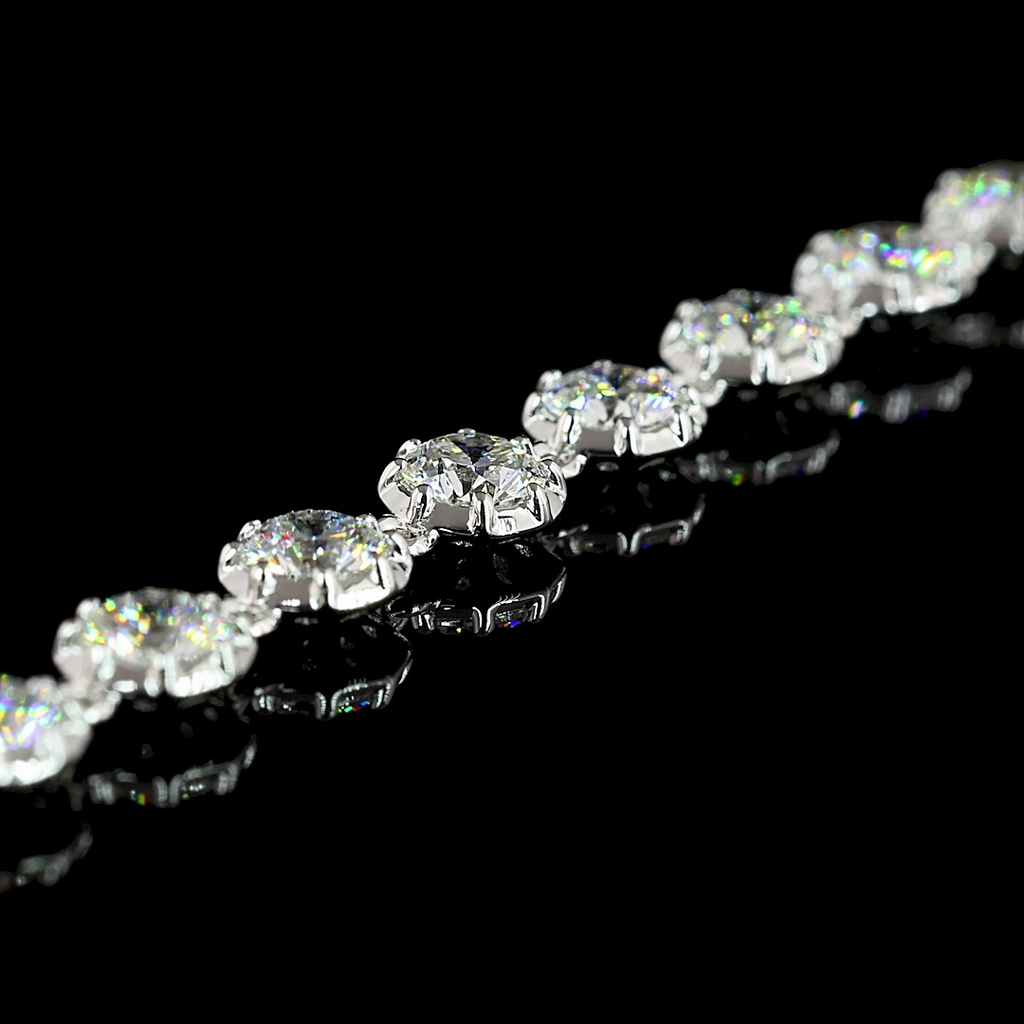 Georgian Revival Diamond Station Bracelet | 3.91ctw E-F VS | 14K White Gold | 6.5 Inch