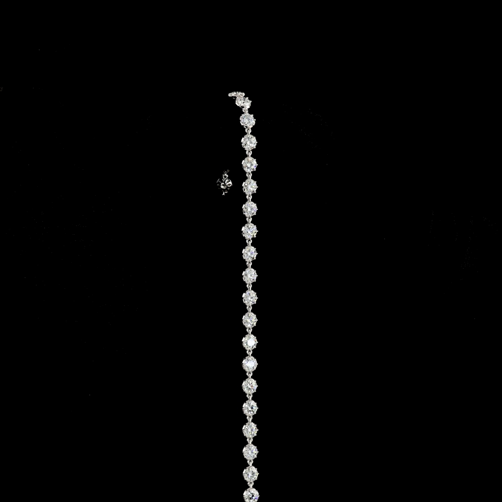Georgian Revival Diamond Station Bracelet | 3.91ctw E-F VS | 14K White Gold | 6.5 Inch