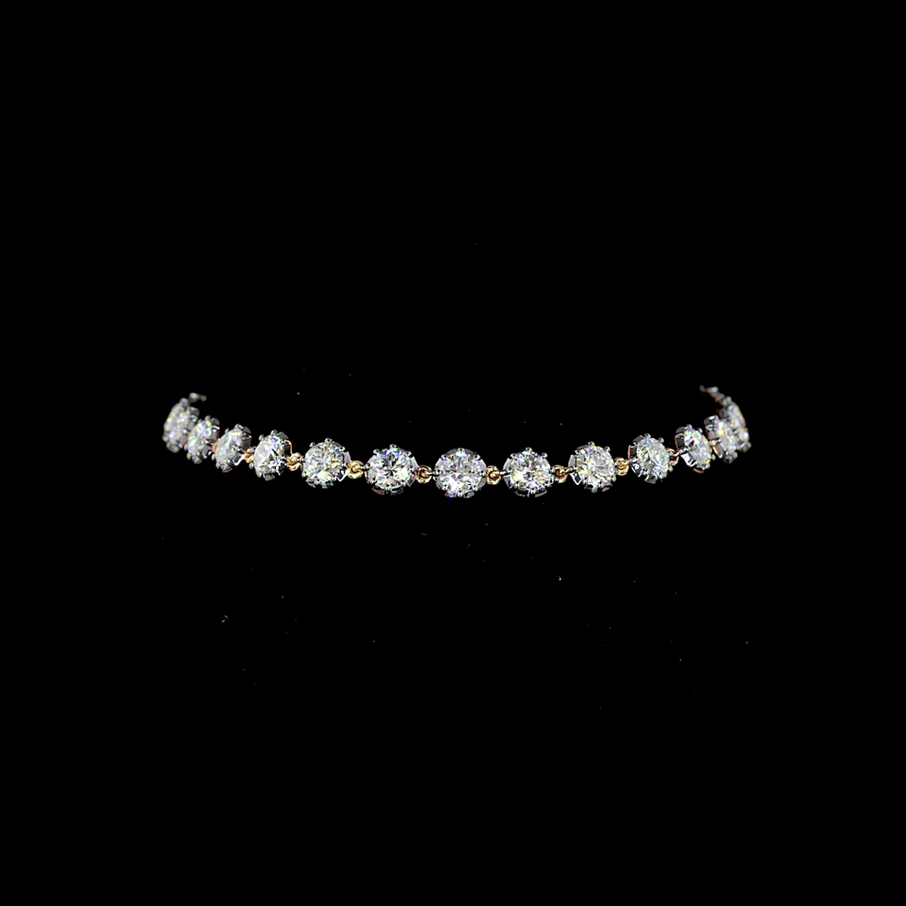 Georgian Revival Set Diamond Bracelet in 14K Yellow Gold