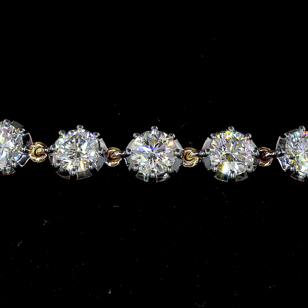 Georgian Revival Set Diamond Bracelet in 14K Yellow Gold