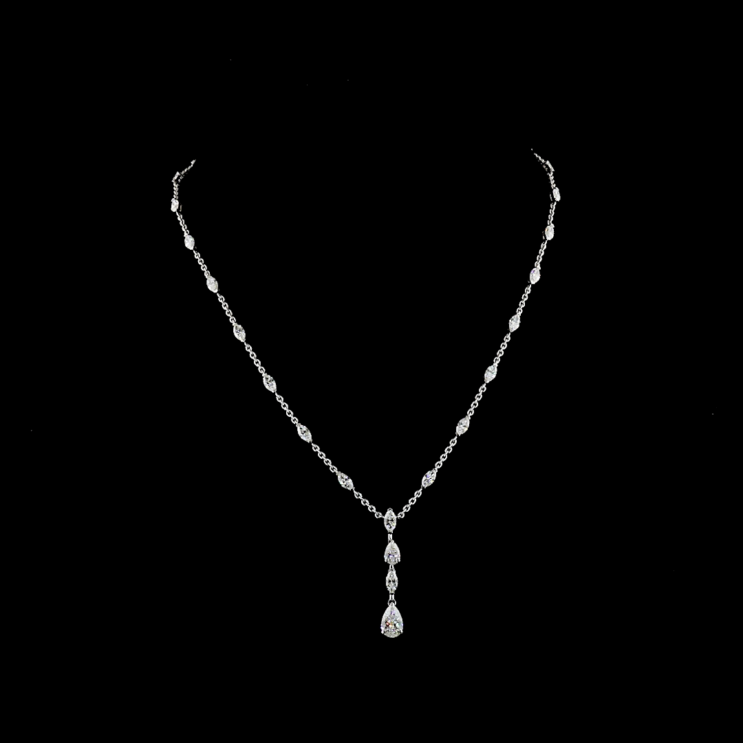 Lab Grown Diamond Pear & Marquise Necklace | 5.07ctw E-F VVS-VS | 14K White Gold | 16.5 Inch