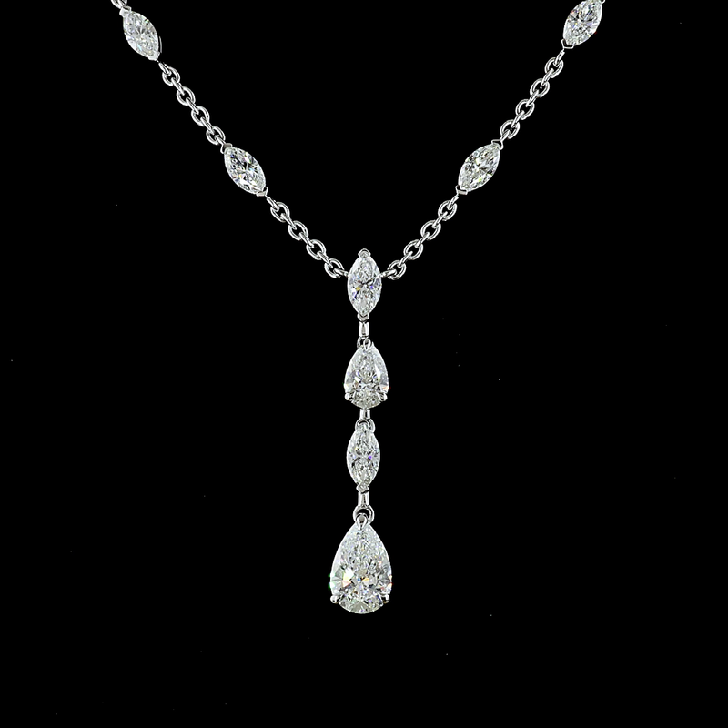 Lab Grown Diamond Pear and Marquise Necklace 5.07ctw 14K White Gold by The Perfect Setting