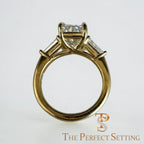 Radiant Cut Diamond Engagement Ring with Baguettes in 18K Yellow Gold