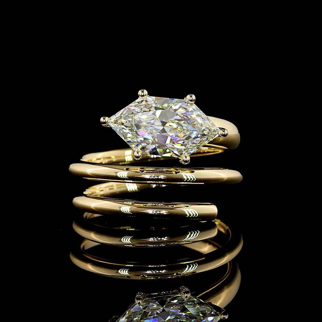 Antique Marquise Lab Grown Diamond Right Hand Ring | 2.30 ct E VVS2 IGI | 14K Yellow Gold | Size 7