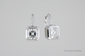 asscher cut Diamond earrings on a hinged wire 