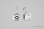 asscher cut Diamond earrings on a hinged wire 