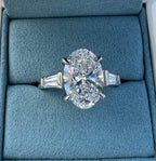 Custom 3 CT Oval Diamond Engagement Ring with Tapered Baguettes - Platinum