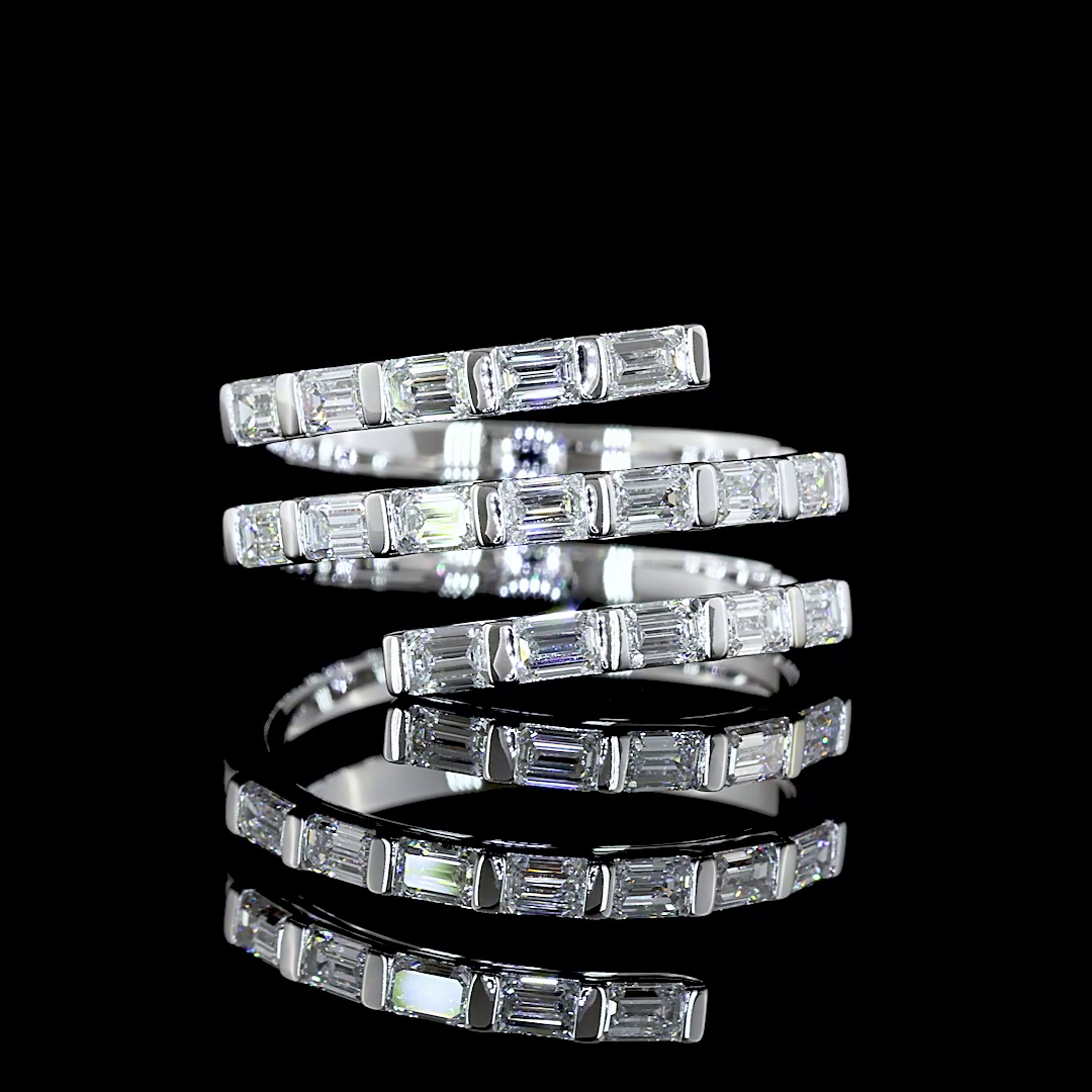 Emerald Cut Lab Grown Diamond Right Hand Ring | 1.02ctw E-F VS1 | 14K White Gold | Size 6