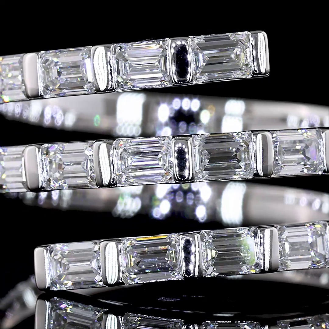 Emerald Cut Lab Grown Diamond Right Hand Ring | 1.02ctw E-F VS1 | 14K White Gold | Size 6