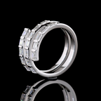 Emerald Cut Lab Grown Diamond Right Hand Ring | 1.02ctw E-F VS1 | 14K White Gold | Size 6