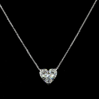 Heart Shaped Diamond Solitaire Pendant | 3.50ct E VS1 IGI | 14K White Gold | 18 Inch