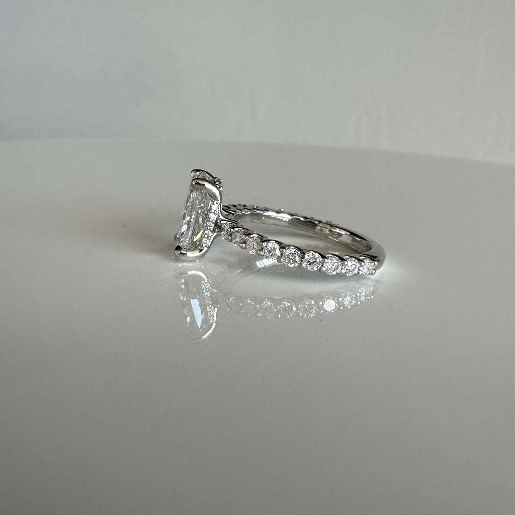 2.56 ct Elongated Cushion Cut Hidden Halo Platinum Engagement Ring
