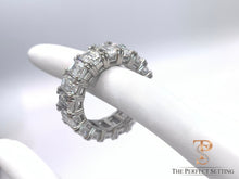 Load image into Gallery viewer, 9.25 CTW Lab diamond emerald cut eternity ring side