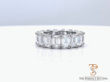 Load image into Gallery viewer, 9.25 CTW Lab diamond emerald cut eternity ring