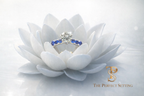 Lotus Ring with Diamond and Sapphires