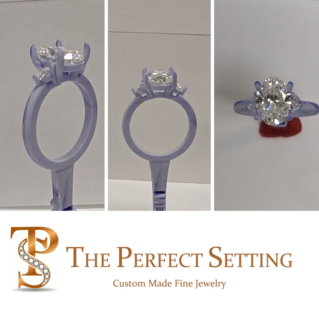 3 ct Oval and Hearts Lab or Minded Diamond custom ring