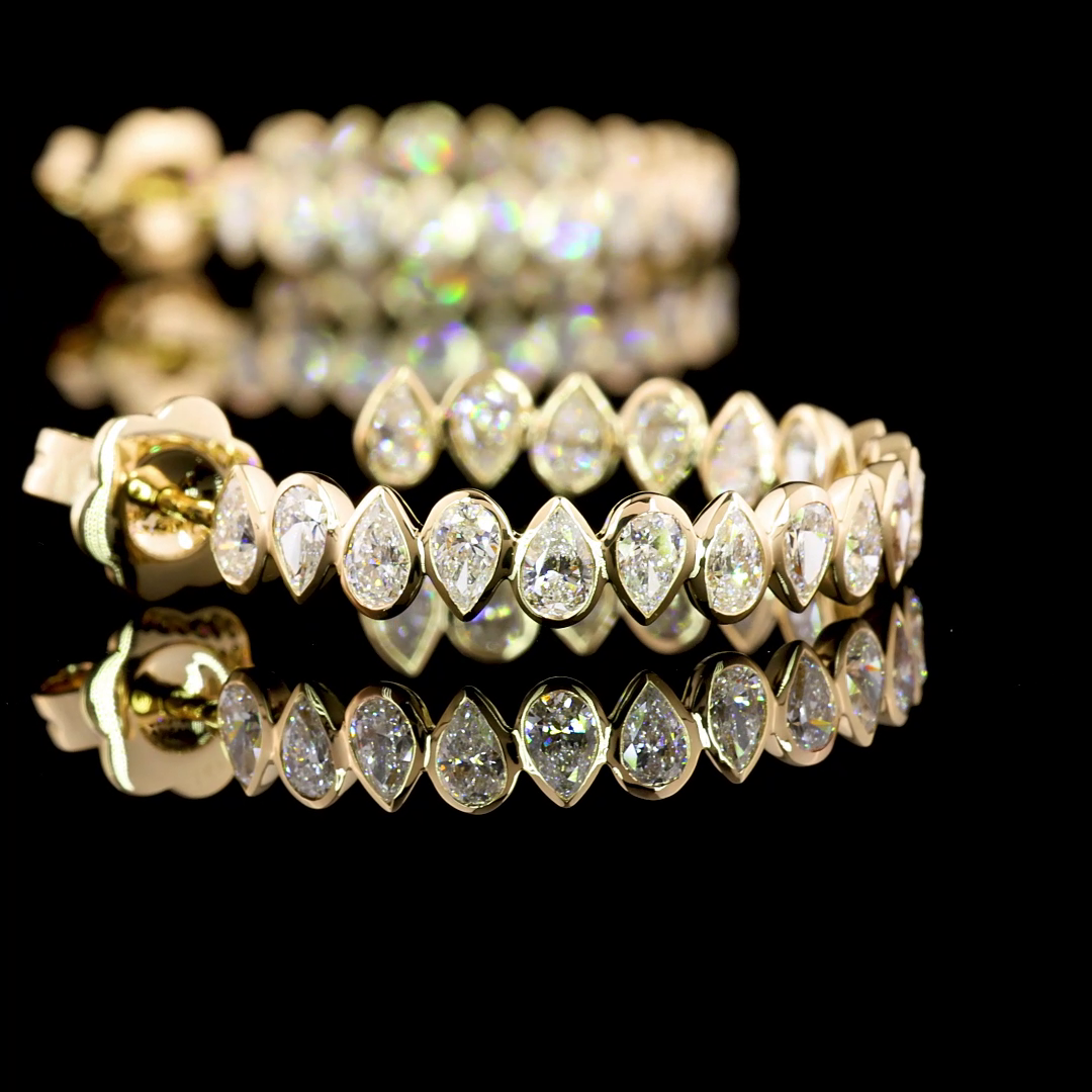 Pear Shaped Lab Grown Diamond C-Hoop Earrings | 2.74ctw E-F VS1 | 14K Yellow Gold | 25mm