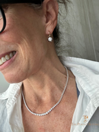 The Perfect Setting, Inc. 10.40 carat round diamond Riviera necklace in 14K white gold worn by a woman