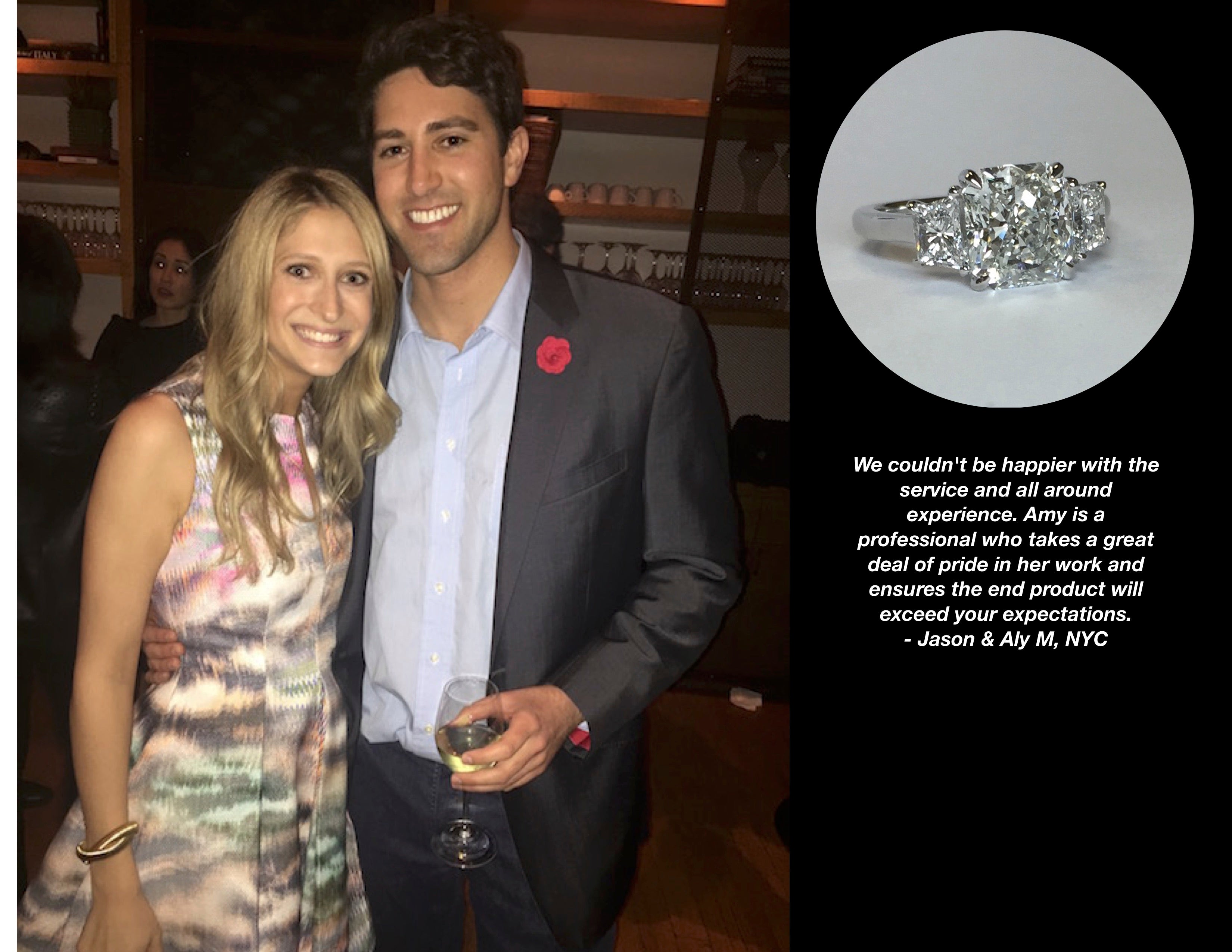 custom radiant cut 3 stone engagement ring