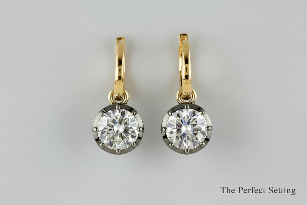Vintage Georgian Set diamond earrings on hoop