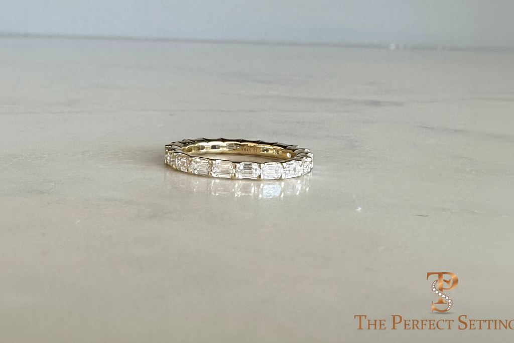 Emerald Cut Lab Grown Diamond East-West Full Eternity Band 18K White Gold | The Perfect Setting Jewelry Amy Certilman 