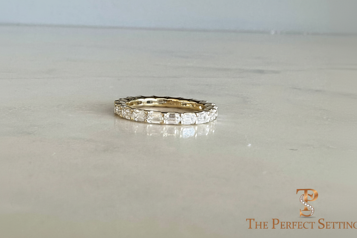 Emerald Cut Lab Grown Diamond East-West Full Eternity Band 18K White Gold | The Perfect Setting Jewelry Amy Certilman 