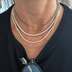 Layer diamond tennis necklaces 