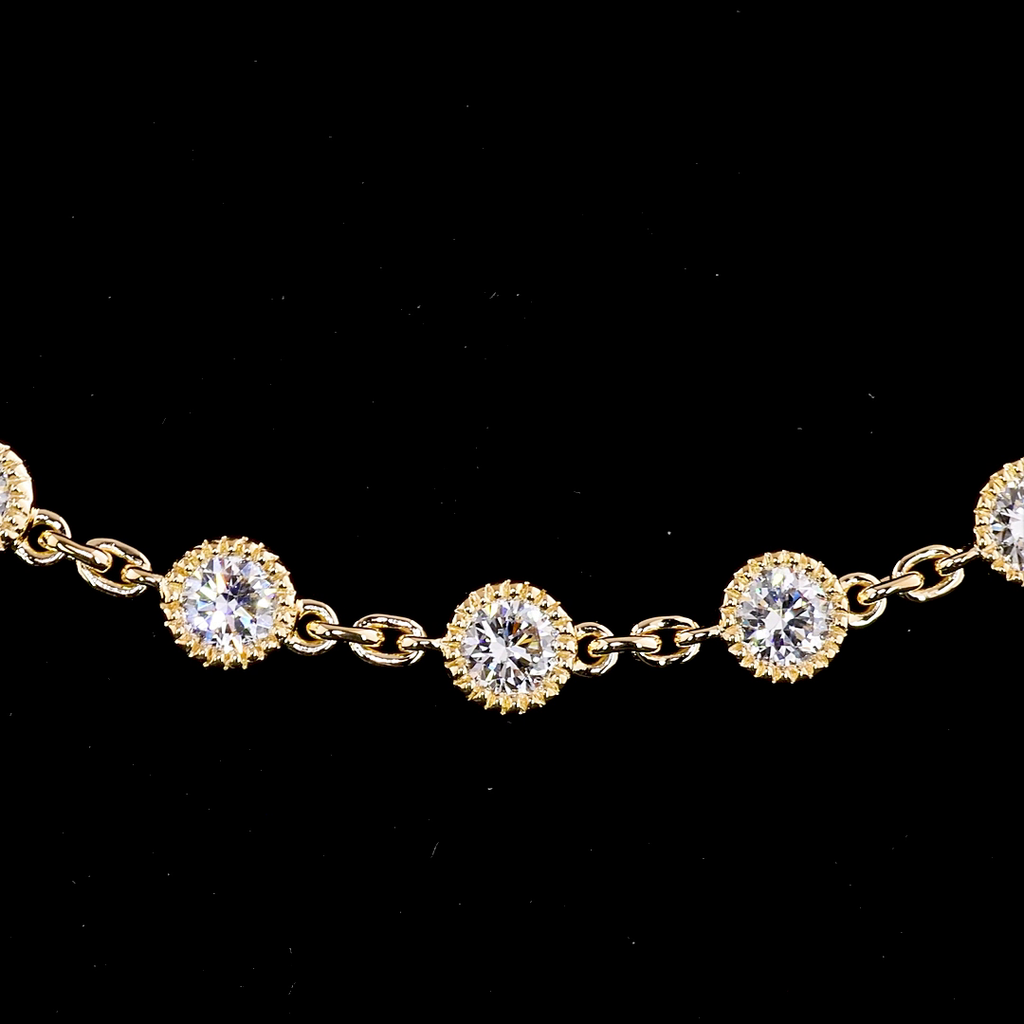 Gold Double Strand Lab Diamond Necklace 