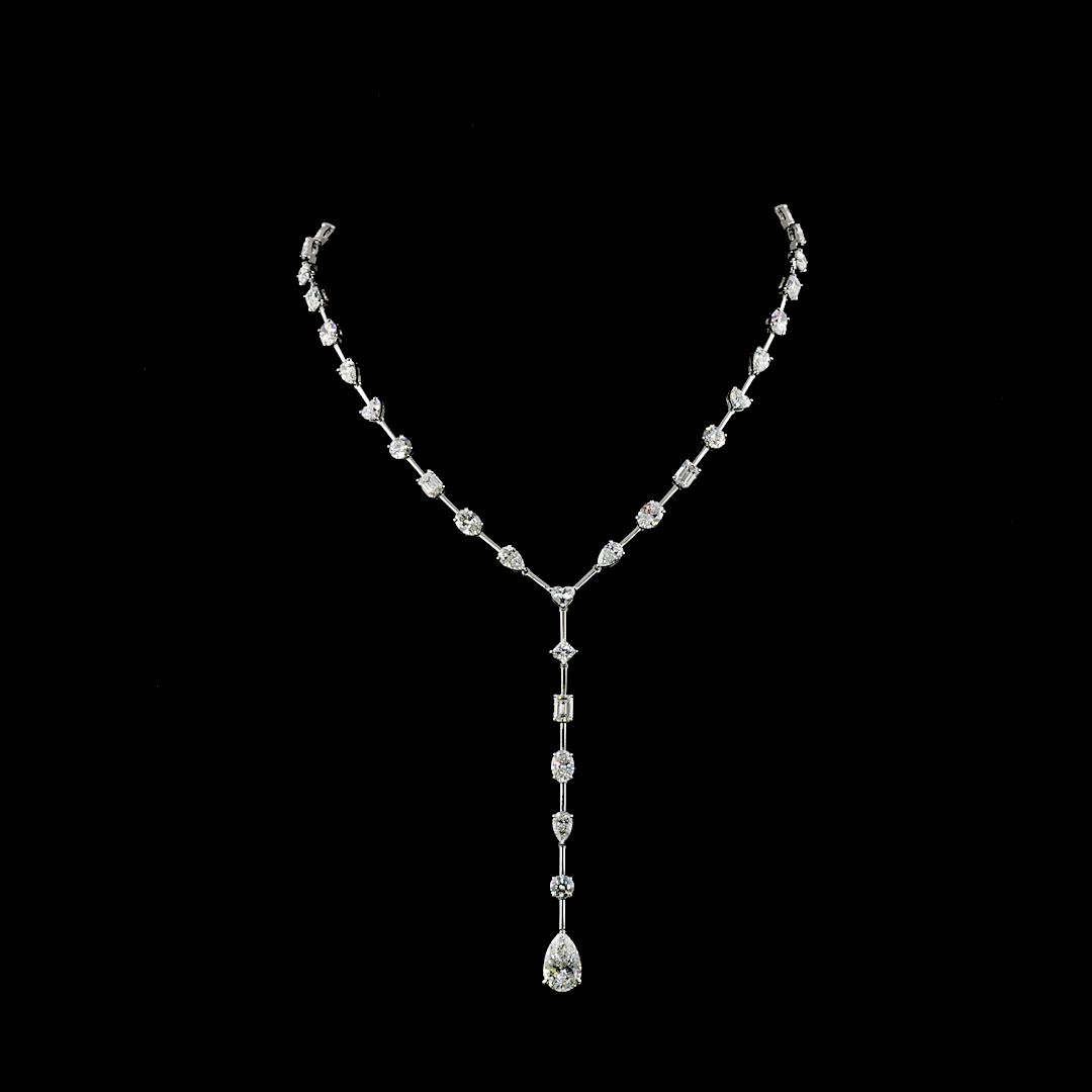 Mixed Shaped Lab Diamond Lariat Necklace 