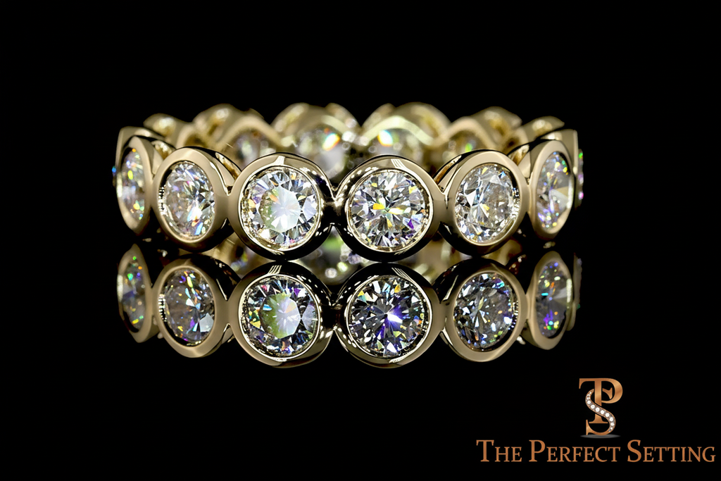 Stacked diamond bands with logo