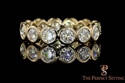 Stacked diamond bands with logo