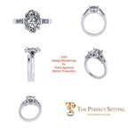 The Perfect Setting, Inc. 3 carat oval diamond engagement ring with tapered baguette side stones in platinum.