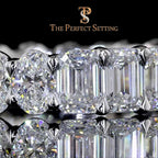 The Perfect Setting, Inc. platinum eternity band featuring alternating emerald and oval cut diamonds in a 5 CTW design.