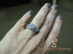 1.2 ct diamond engagement ring with diamond band on hand