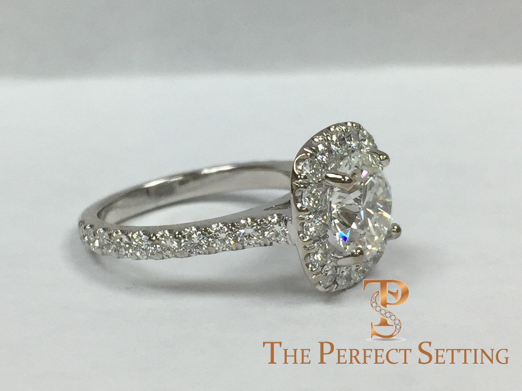 diamond halo ring side view