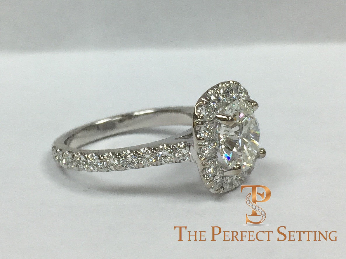 diamond halo ring side view