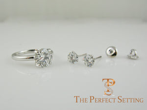 Diamond Engagement Ring with matching diamond studs