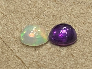 Custom Opal and Amethyst Birthstone Necklace