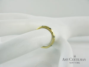 18K Hammered Yellow Gold and Sapphire Band Ring