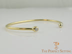 18K Custom Yellow Gold Wire Bracelet with Lab Created Cultured Diamonds