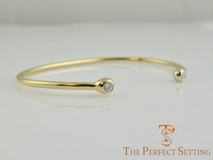 18K Custom Yellow Gold Wire Bracelet with Lab Created Cultured Diamonds