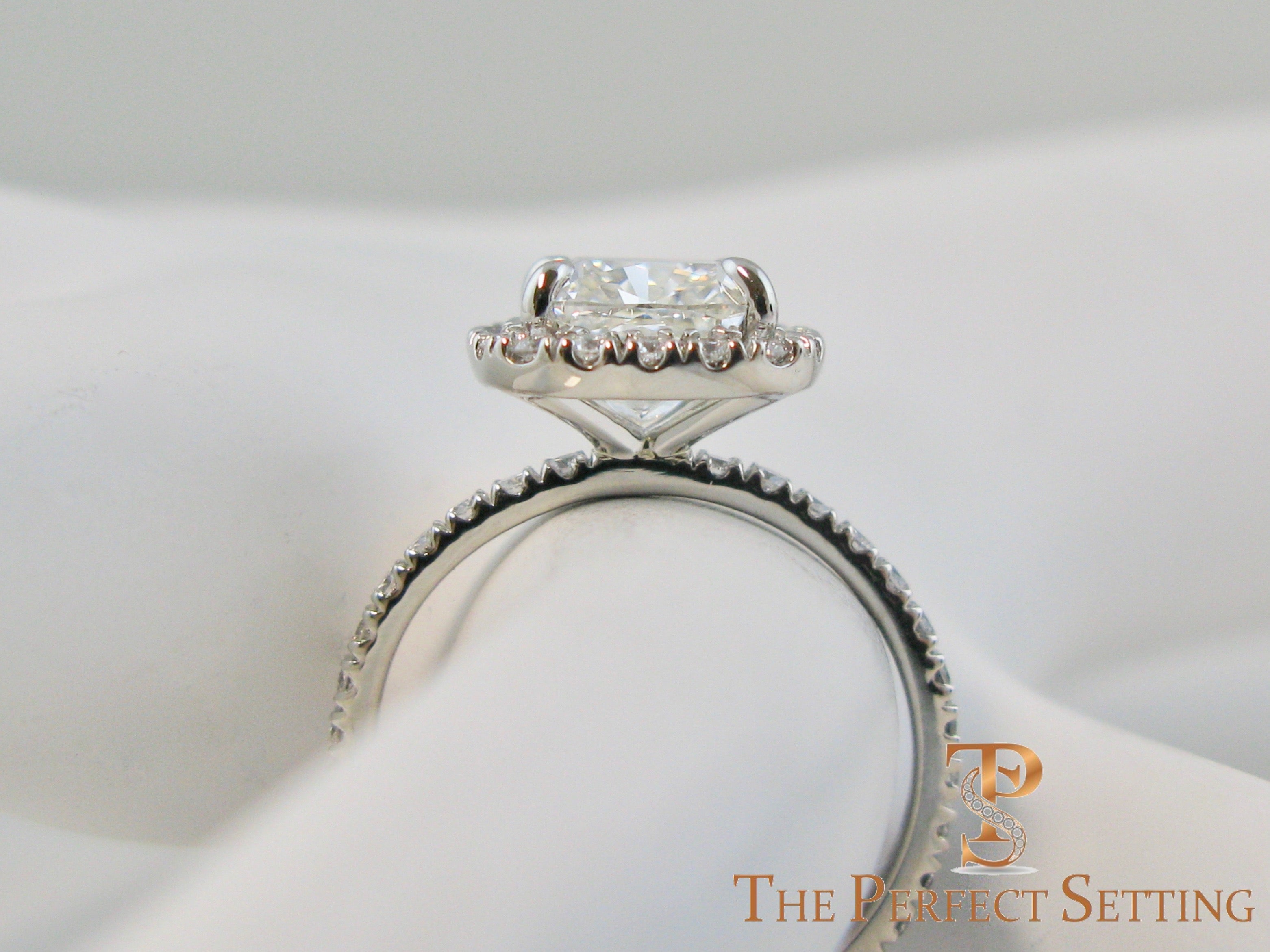 Custom Diamond Halo for 2.5ct Cushion Cut Diamond