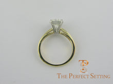 Load image into Gallery viewer, round diamond yellow gold platinum engagement setting side
