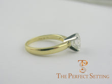 Load image into Gallery viewer, round diamond yellow gold engagement ring side setting