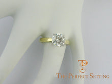 Load image into Gallery viewer, 2 ct round diamond yellow gold platinum ring on finger
